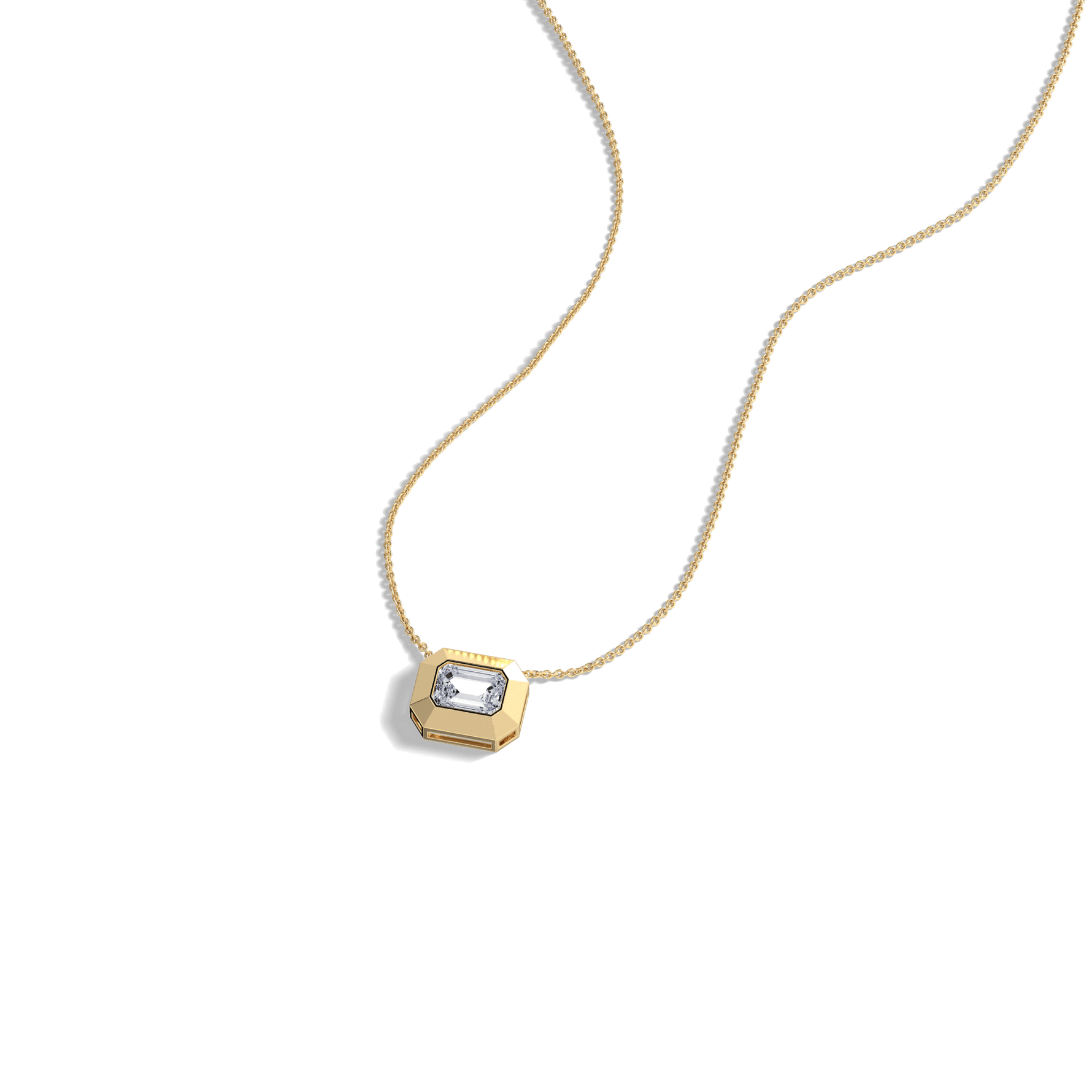 0.5CT Emerald Cut Lab Diamond Octagon Pendant Necklace - Necklaces