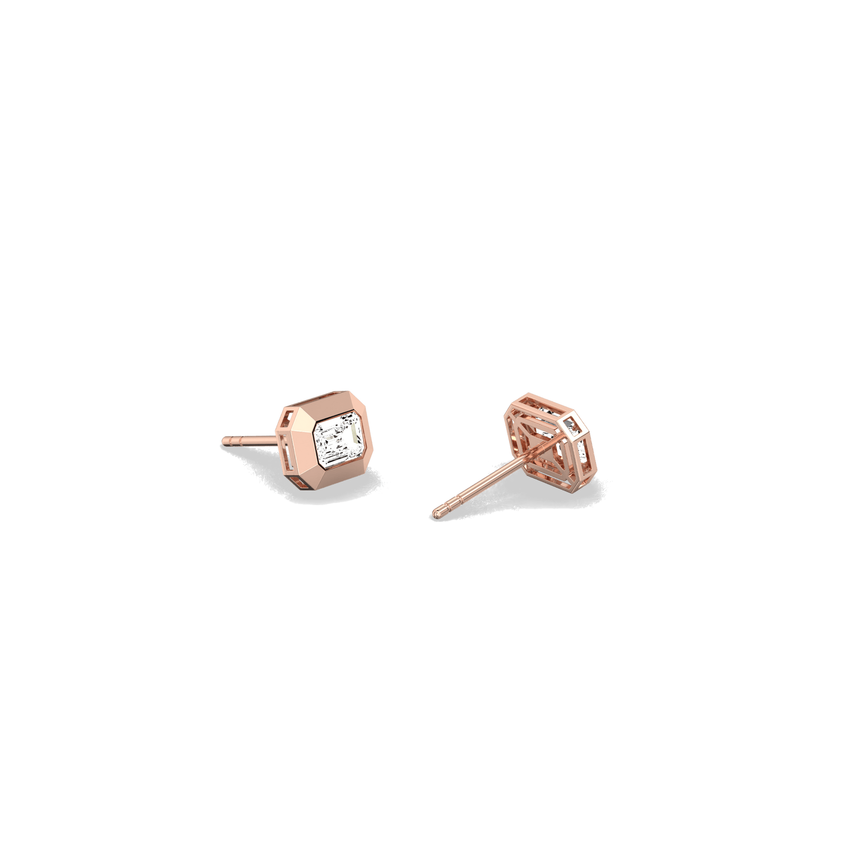 Lab Created Diamond 1.0CTW Octagonal Bezel Stud Earrings - Earrings