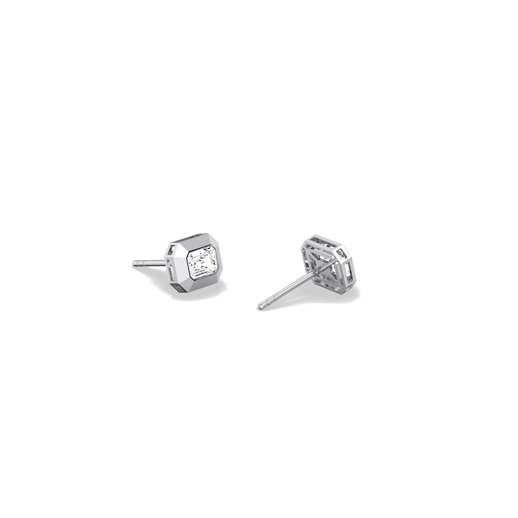 Lab Created Diamond 1.0CTW Octagonal Bezel Stud Earrings - Earrings