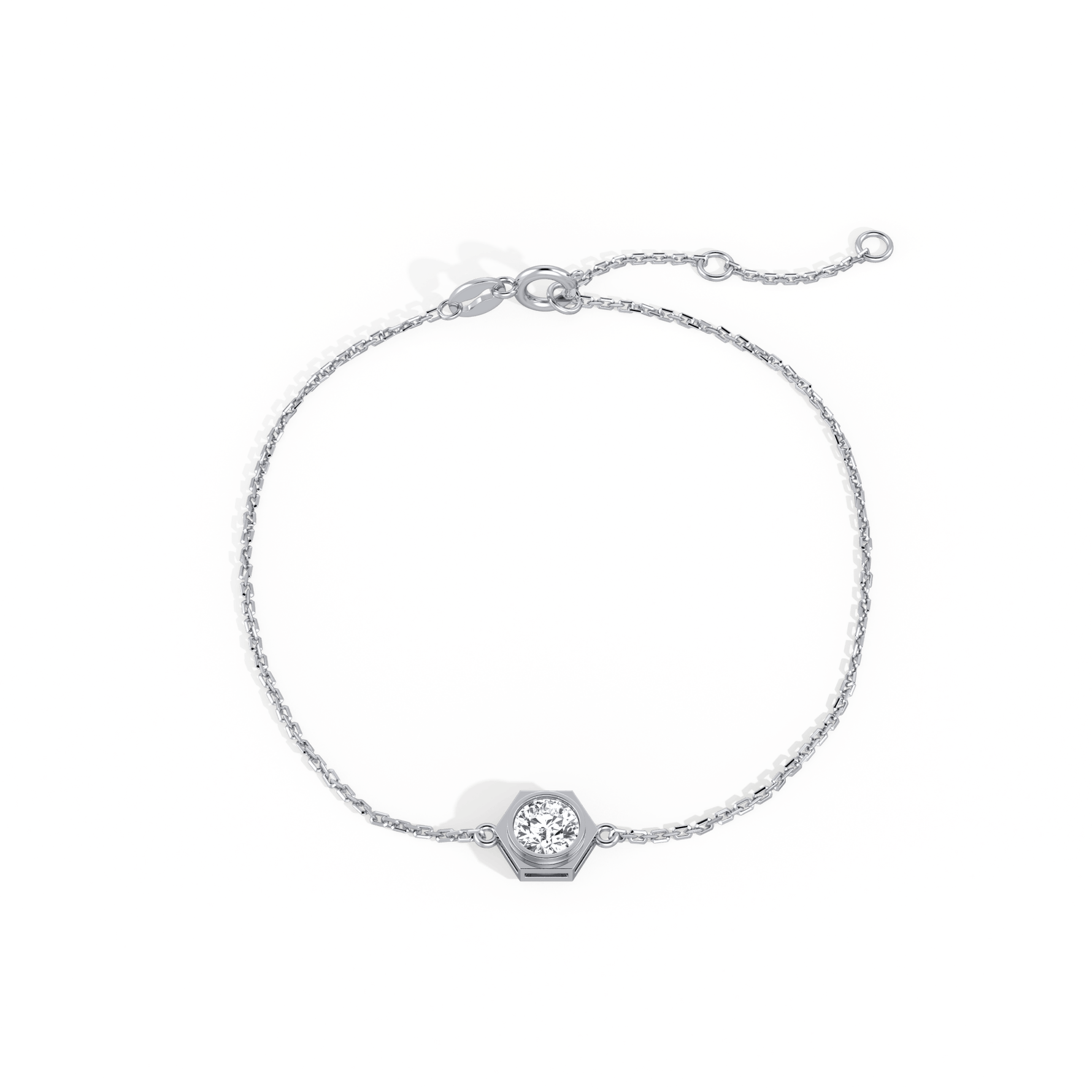 0.3CT Hexagon Lab Grown Diamond Chain Bracelet in 14K Solid Gold/Platinum - Bracelets