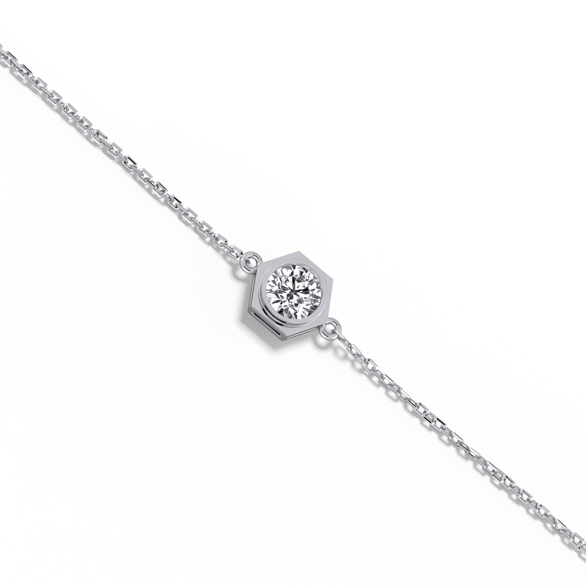 0.3CT Hexagon Lab Grown Diamond Chain Bracelet in 14K Solid Gold/Platinum - Bracelets