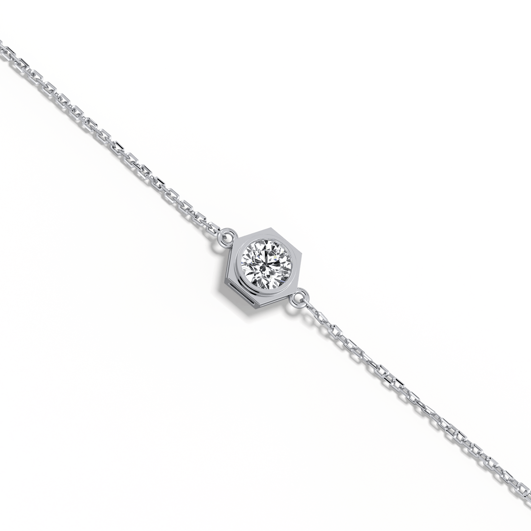 0.3CT Hexagon Lab Grown Diamond Chain Bracelet in 14K Solid Gold/Platinum - Bracelets