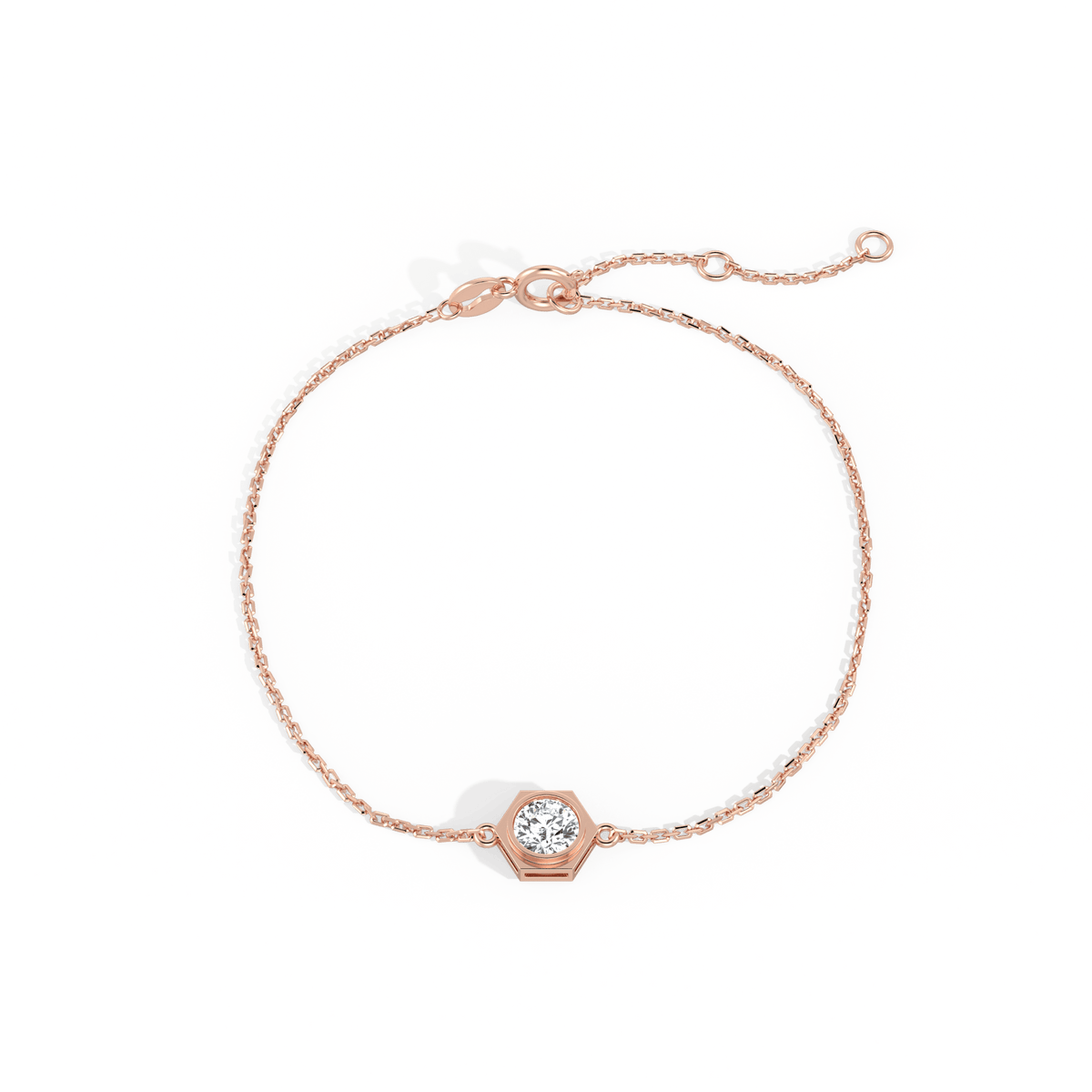 0.3CT Hexagon Lab Grown Diamond Chain Bracelet in 14K Solid Gold/Platinum - Bracelets