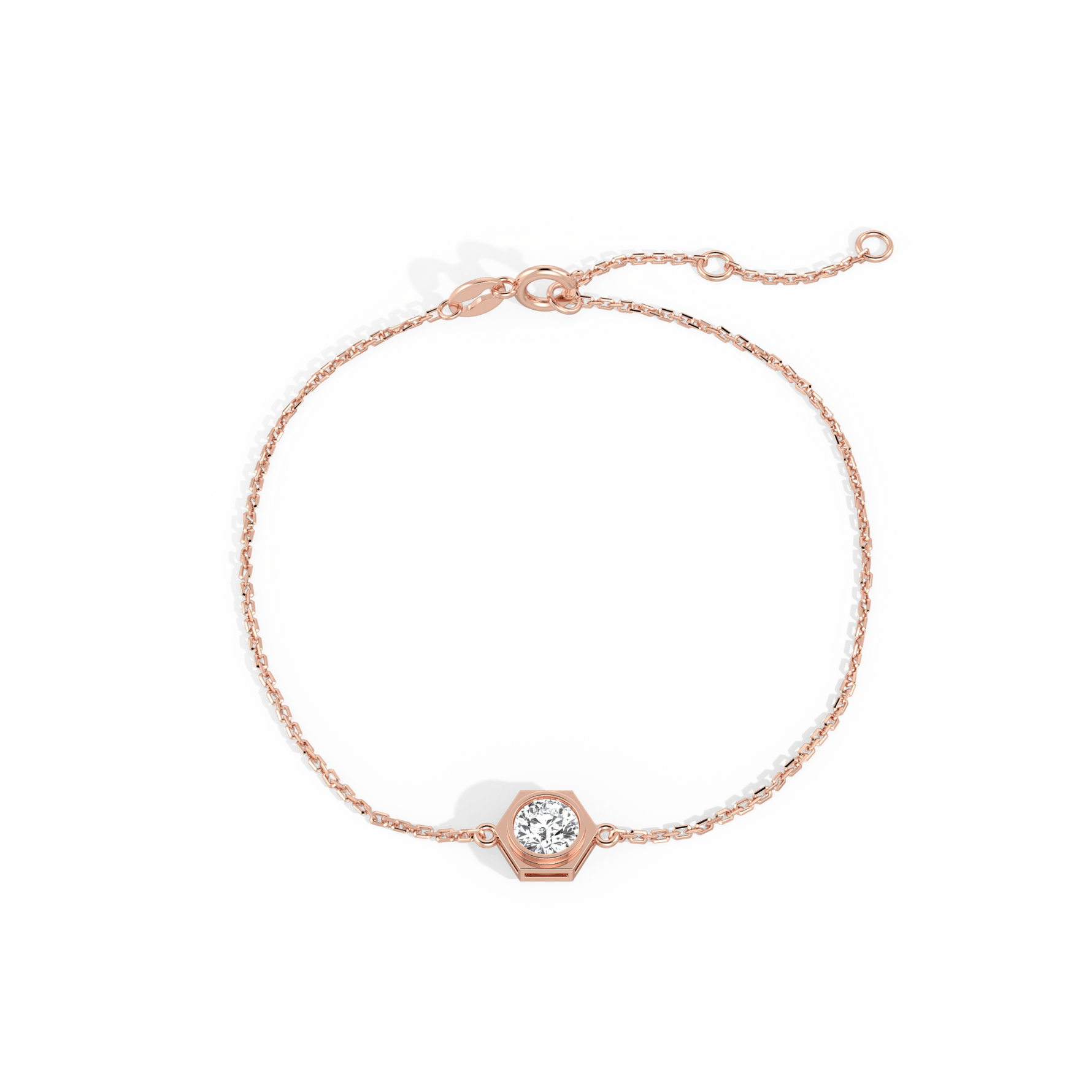 0.3CT Hexagon Lab Grown Diamond Chain Bracelet in 14K Solid Gold/Platinum - Bracelets