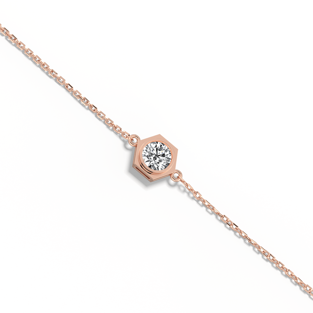 0.3CT Hexagon Lab Grown Diamond Chain Bracelet in 14K Solid Gold/Platinum - Bracelets