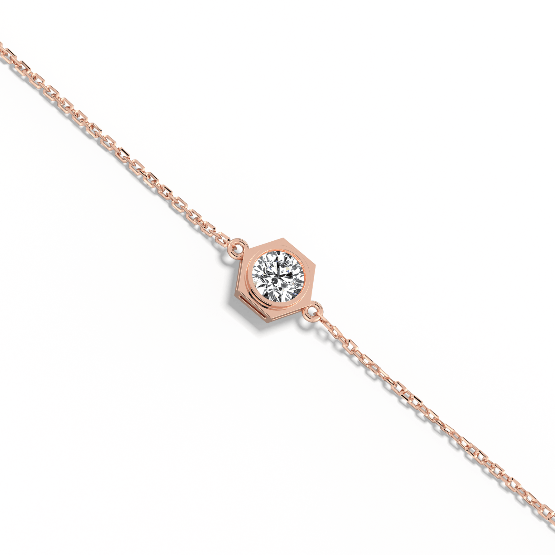 0.3CT Hexagon Lab Grown Diamond Chain Bracelet in 14K Solid Gold/Platinum - Bracelets