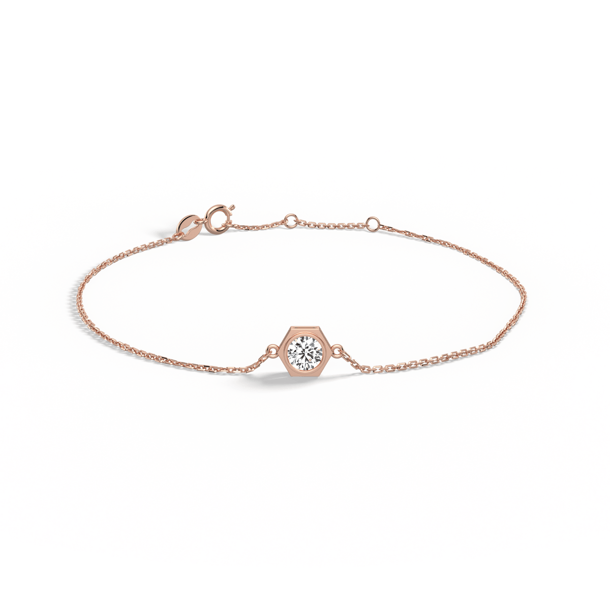0.3CT Hexagon Lab Grown Diamond Chain Bracelet in 14K Solid Gold/Platinum - Bracelets