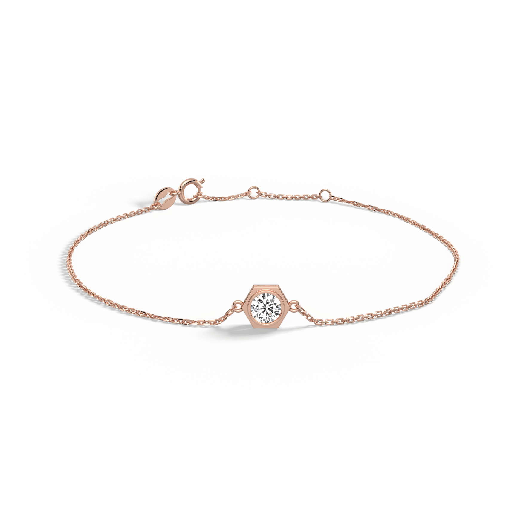 0.3CT Hexagon Lab Grown Diamond Chain Bracelet in 14K Solid Gold/Platinum - Bracelets
