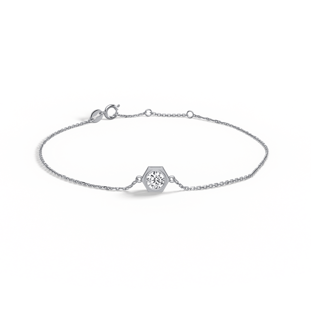 0.3CT Hexagon Lab Grown Diamond Chain Bracelet in 14K Solid Gold/Platinum - Bracelets