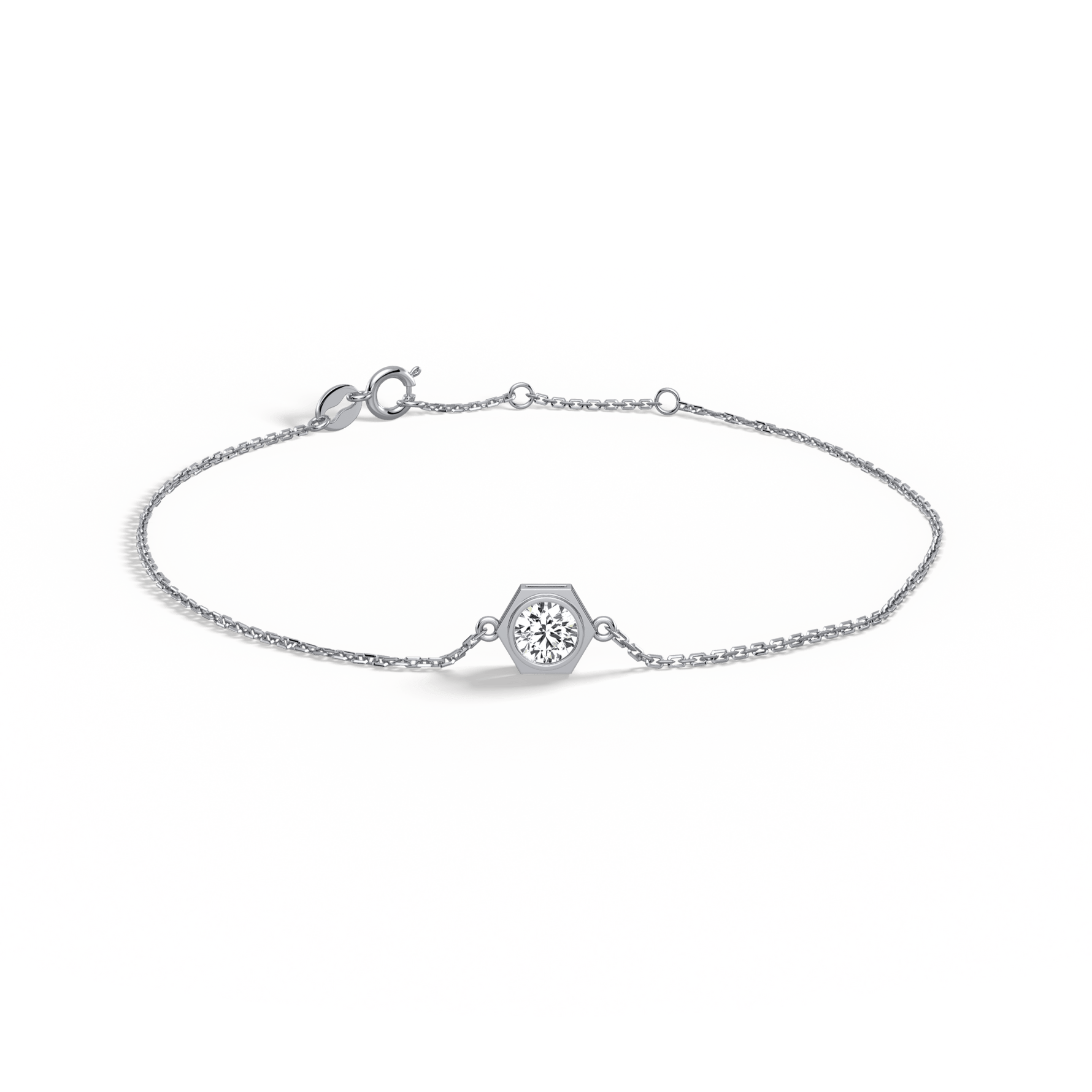0.3CT Hexagon Lab Grown Diamond Chain Bracelet in 14K Solid Gold/Platinum - Bracelets