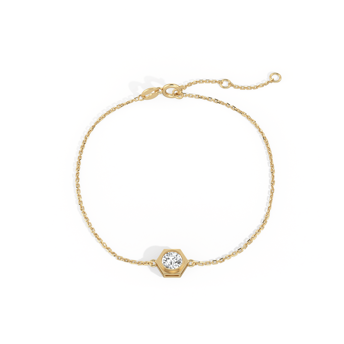 0.3CT Hexagon Lab Grown Diamond Chain Bracelet in 14K Solid Gold/Platinum - Bracelets