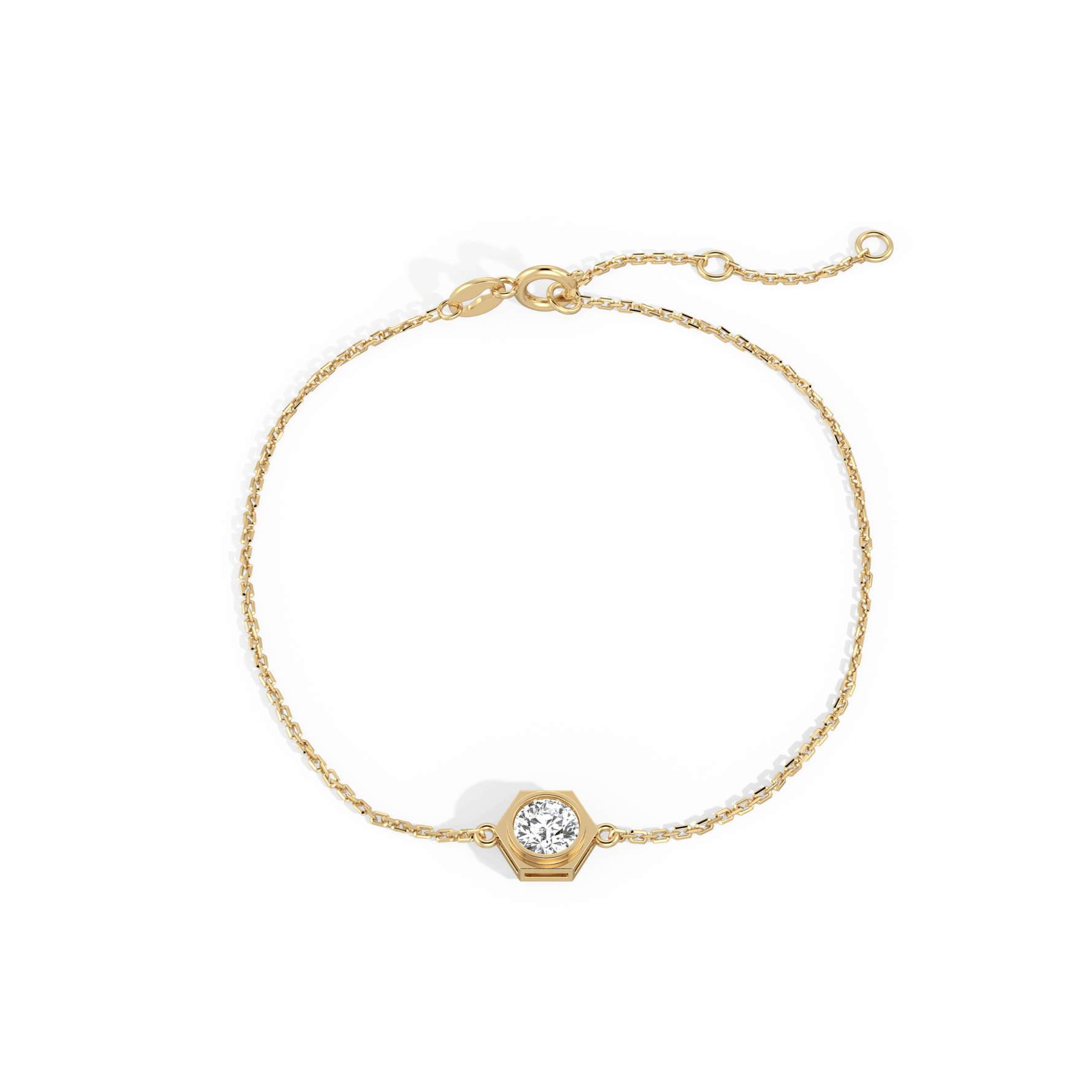 0.3CT Hexagon Lab Grown Diamond Chain Bracelet in 14K Solid Gold/Platinum - Bracelets