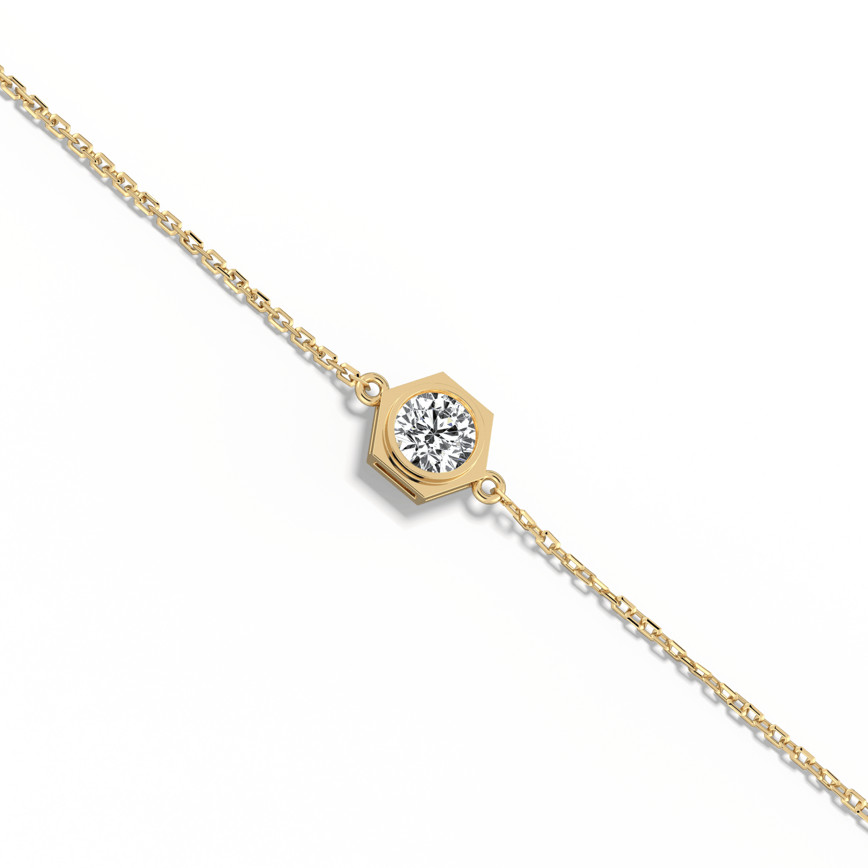 0.3CT Hexagon Lab Grown Diamond Chain Bracelet in 14K Solid Gold/Platinum - Bracelets