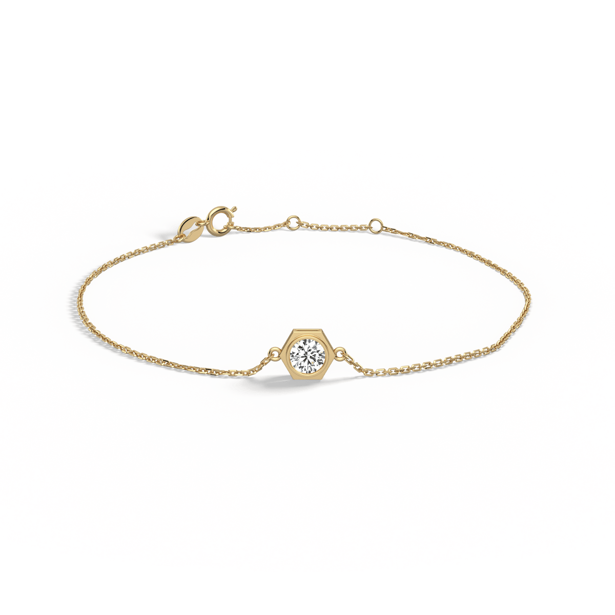 0.3CT Hexagon Lab Grown Diamond Chain Bracelet in 14K Solid Gold/Platinum - Bracelets