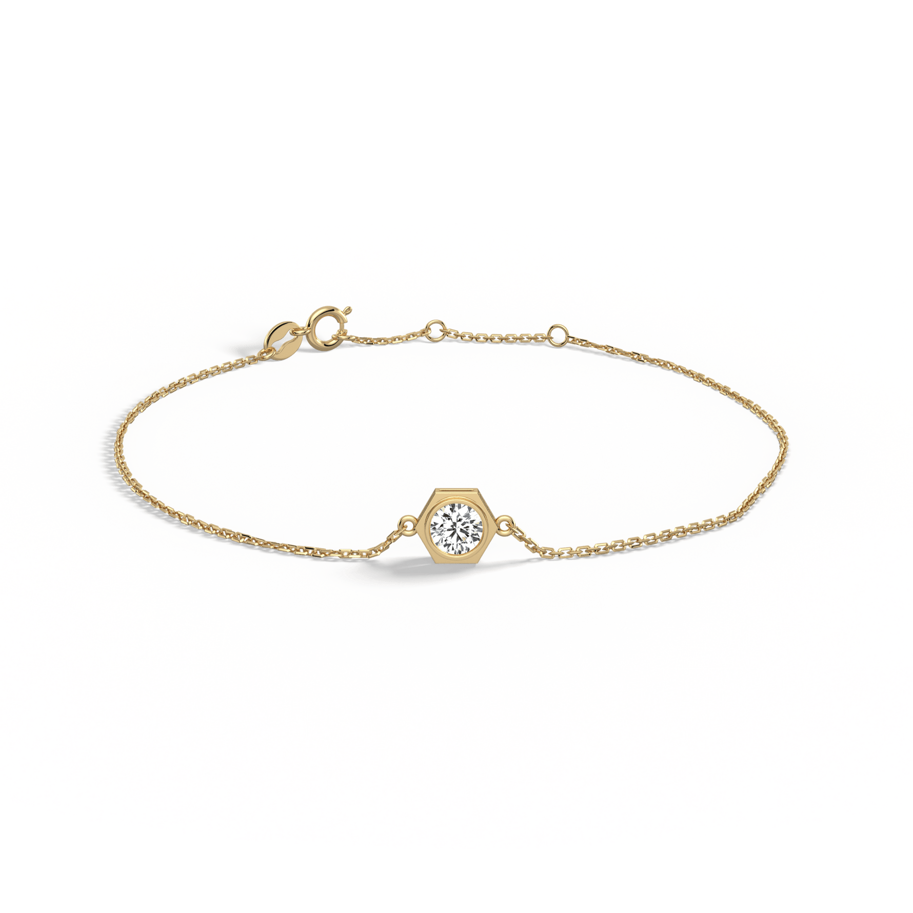 0.3CT Hexagon Lab Grown Diamond Chain Bracelet in 14K Solid Gold/Platinum - Bracelets