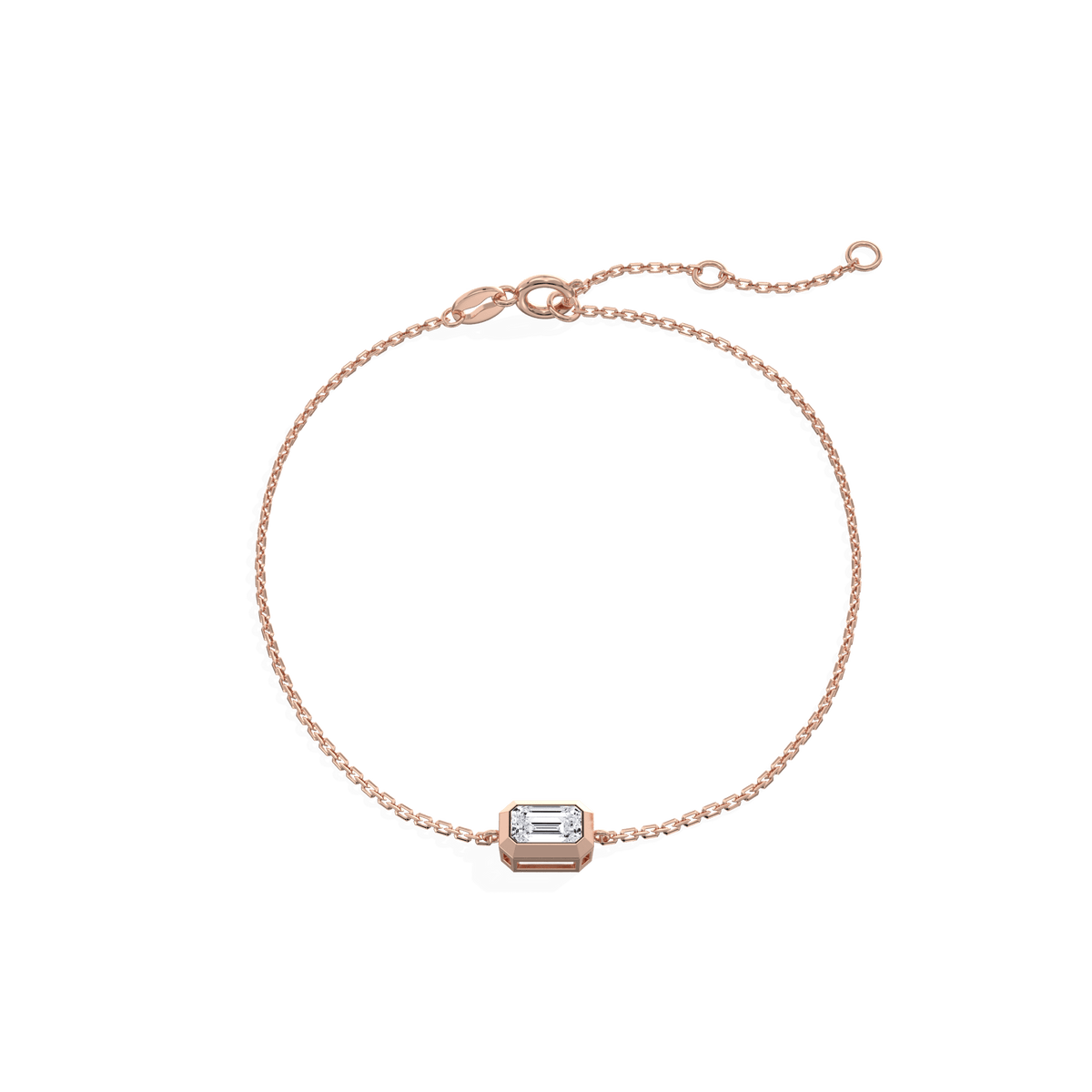 0.15CT Emerald Cut Lab Grown Diamond Chain Bracelet - Bracelets