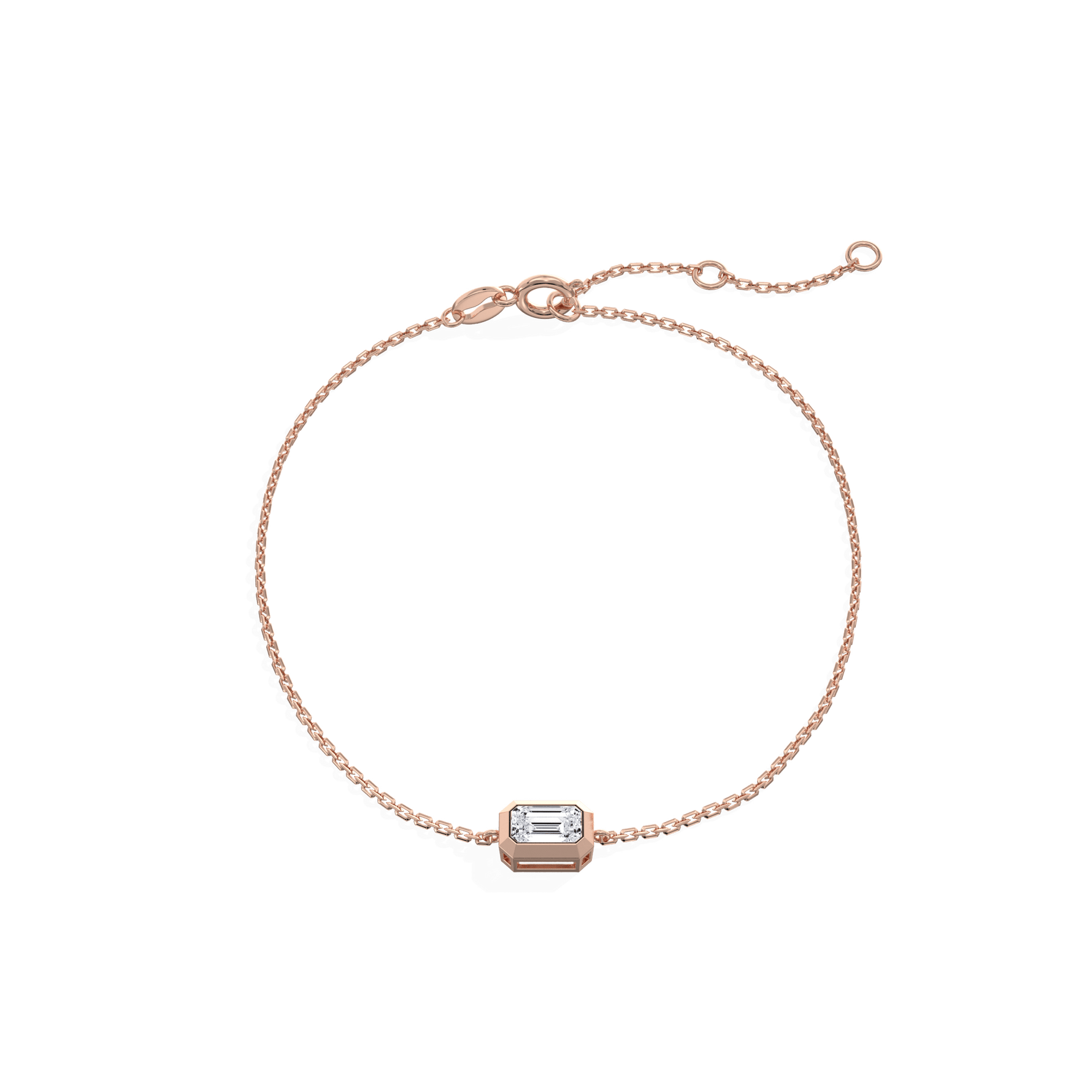 0.15CT Emerald Cut Lab Grown Diamond Chain Bracelet - Bracelets