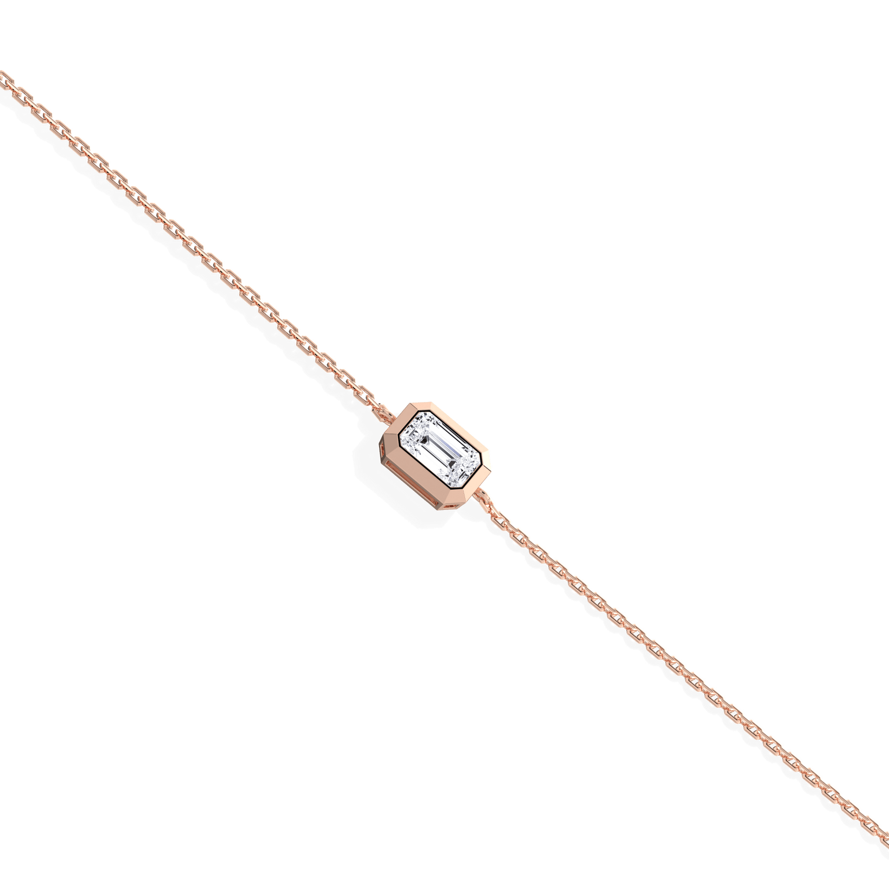 0.15CT Emerald Cut Lab Grown Diamond Chain Bracelet - Bracelets