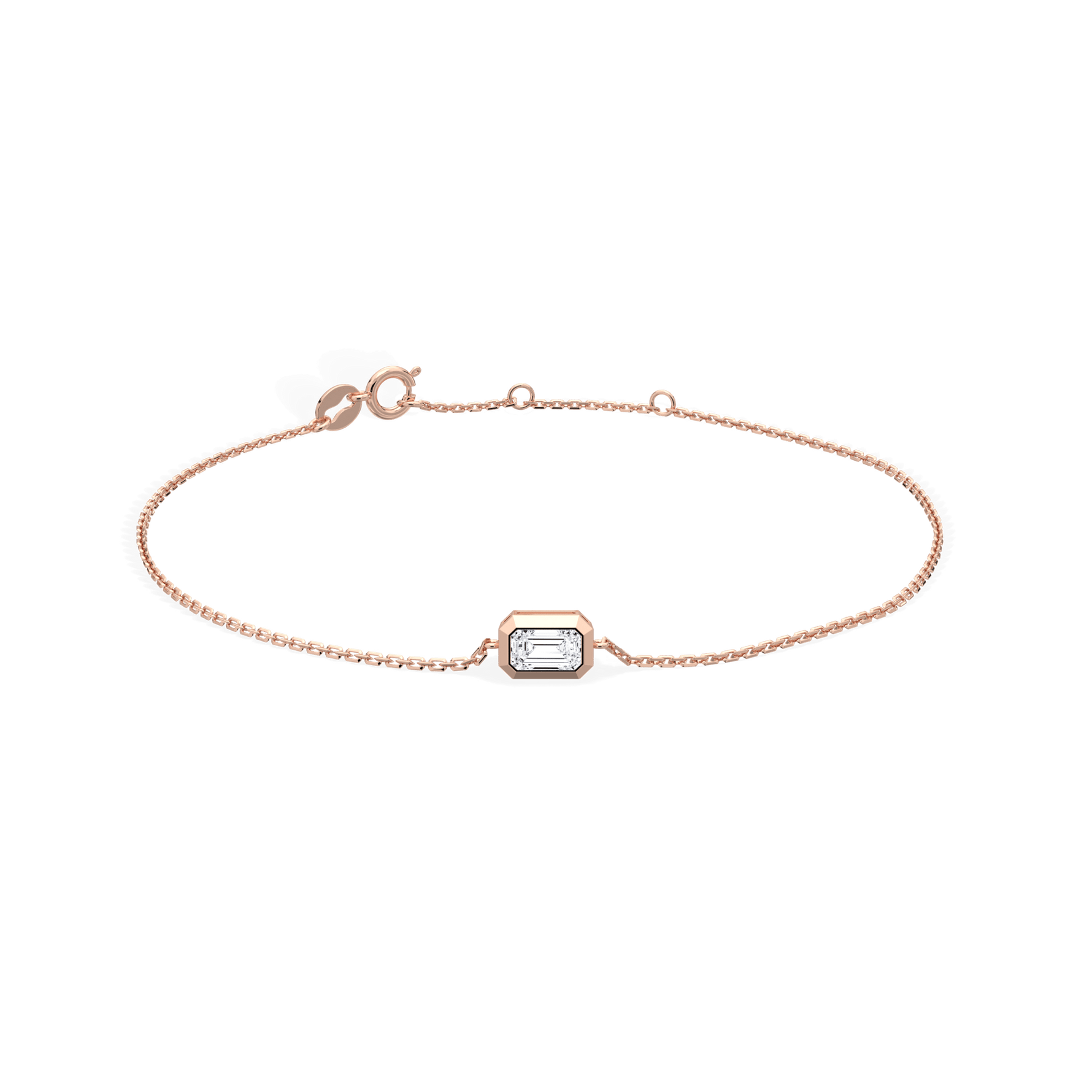 0.15CT Emerald Cut Lab Grown Diamond Chain Bracelet - Bracelets