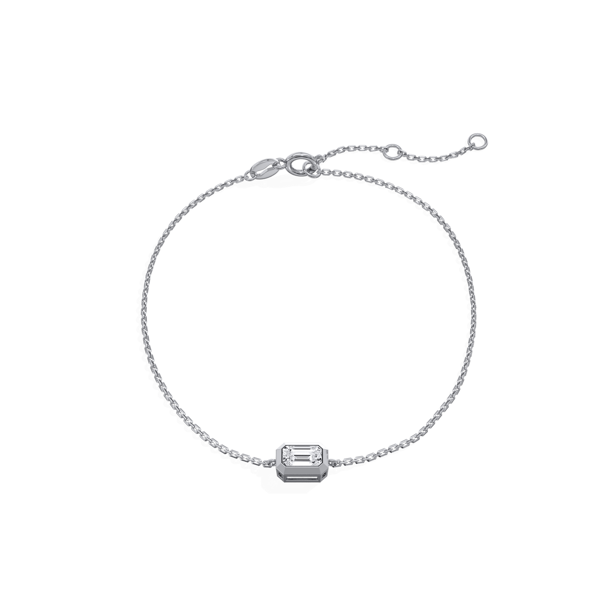 0.15CT Emerald Cut Lab Grown Diamond Chain Bracelet - Bracelets