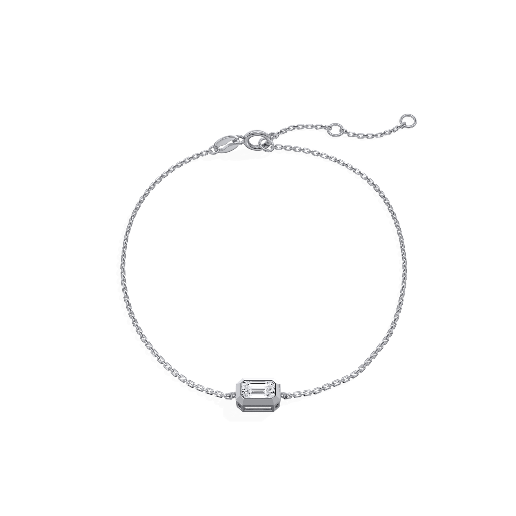 0.15CT Emerald Cut Lab Grown Diamond Chain Bracelet - Bracelets