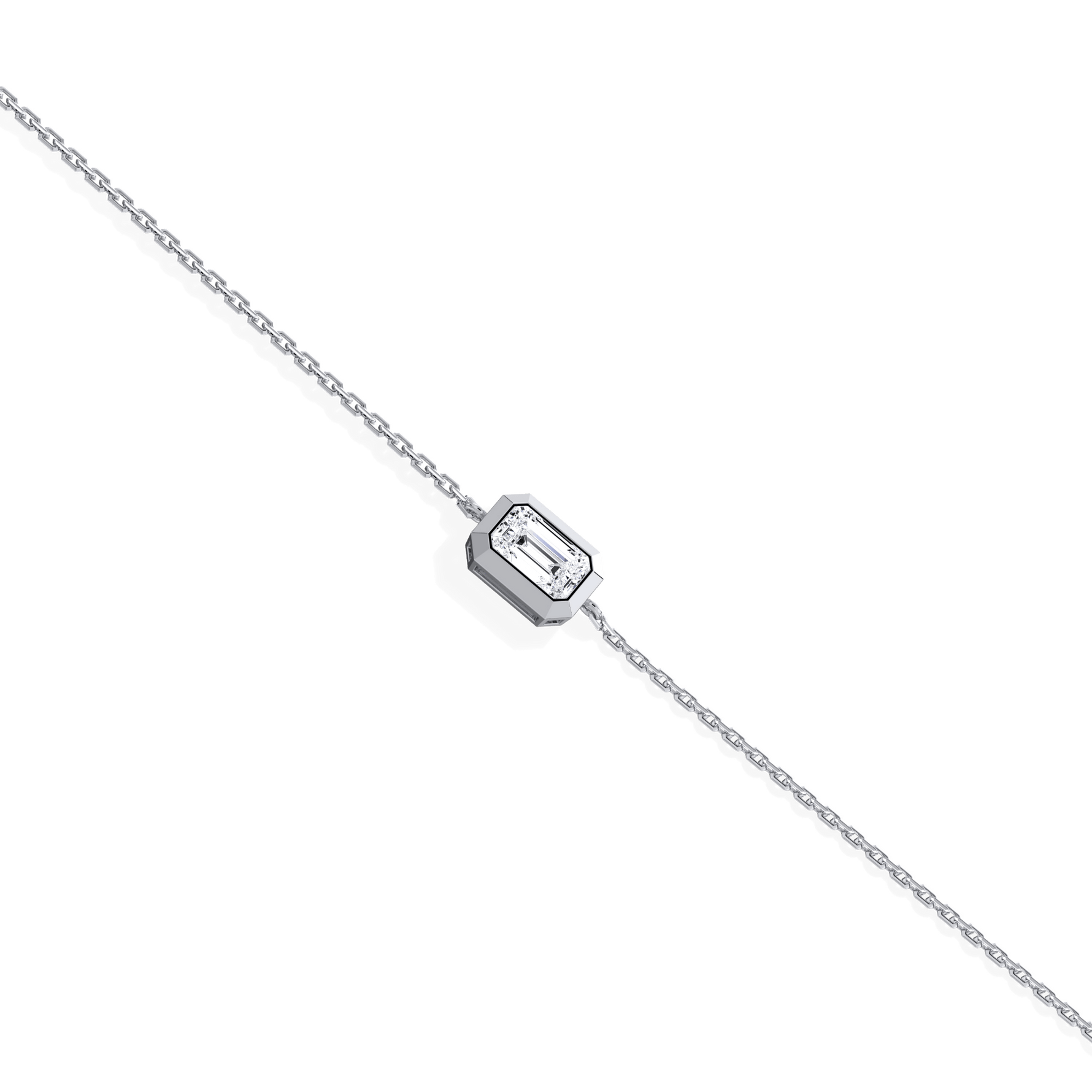 0.15CT Emerald Cut Lab Grown Diamond Chain Bracelet - Bracelets