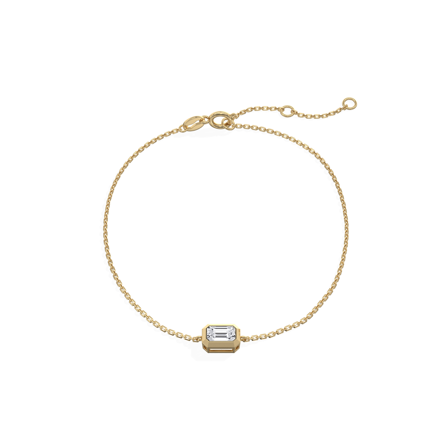 0.15CT Emerald Cut Lab Grown Diamond Chain Bracelet - Bracelets