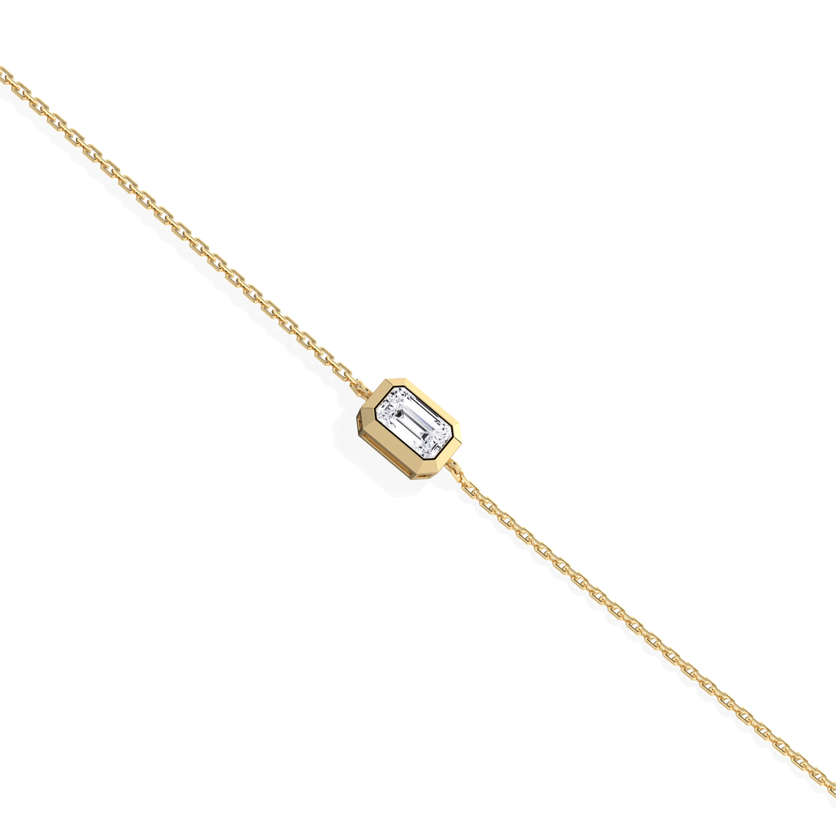 0.15CT Emerald Cut Lab Grown Diamond Chain Bracelet - Bracelets