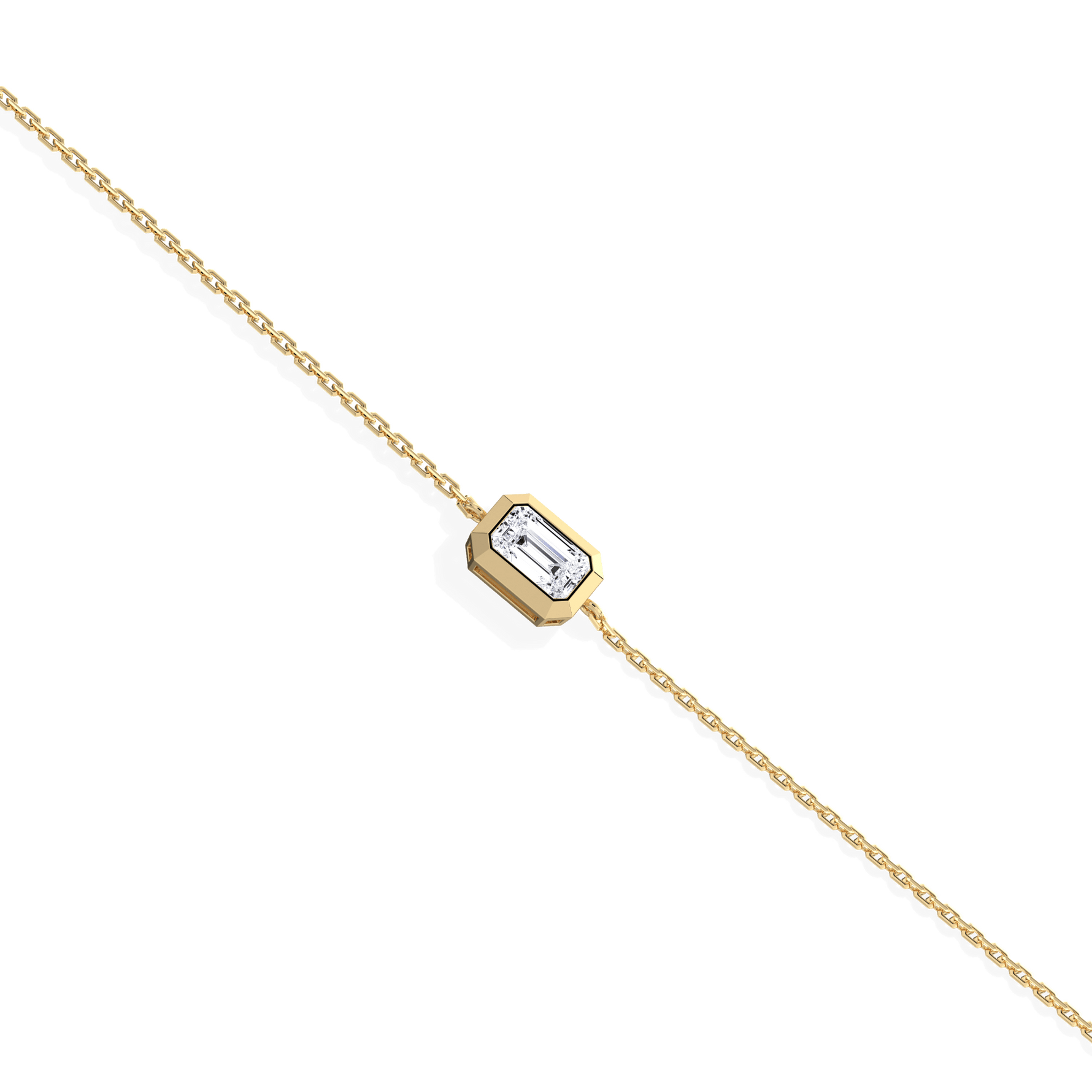 0.15CT Emerald Cut Lab Grown Diamond Chain Bracelet - Bracelets