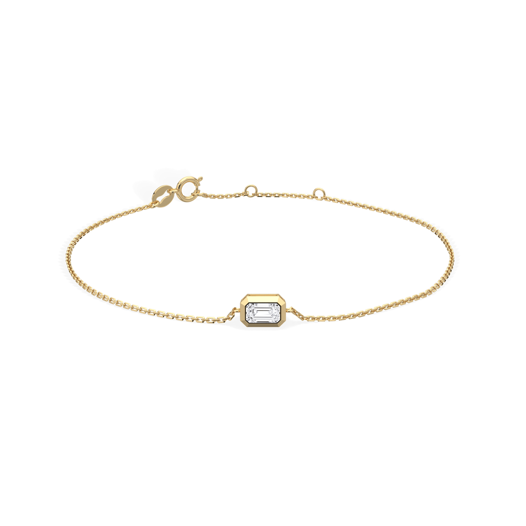 0.15CT Emerald Cut Lab Grown Diamond Chain Bracelet - Bracelets