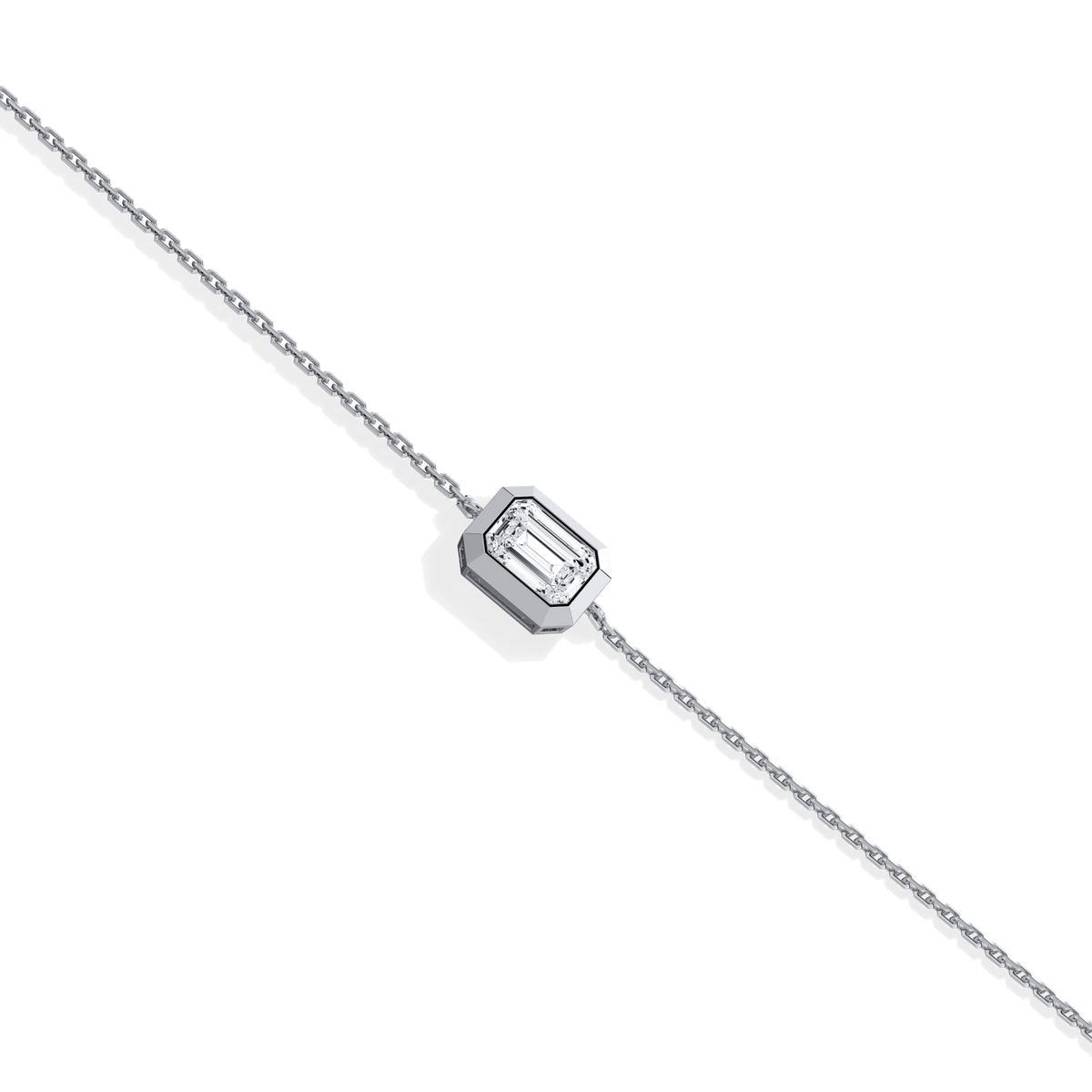 0.5CT Emerald Cut Lab Grown Diamond Chain Bracelet - Bracelets