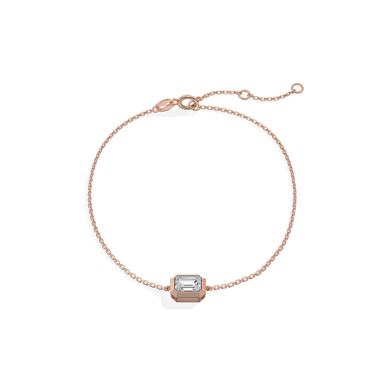 0.5CT Emerald Cut Lab Grown Diamond Chain Bracelet - Bracelets