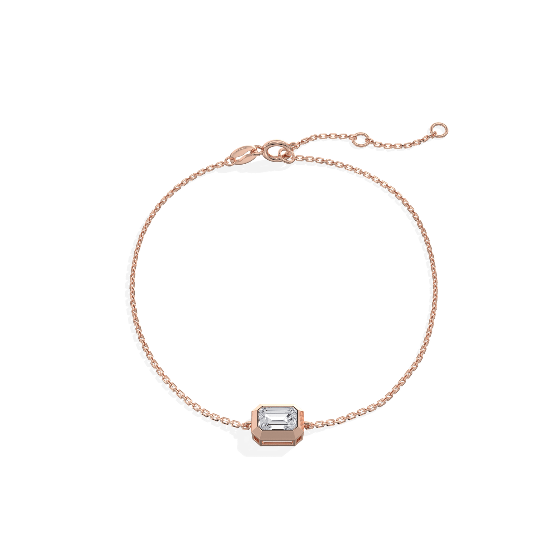 0.5CT Emerald Cut Lab Grown Diamond Chain Bracelet - Bracelets