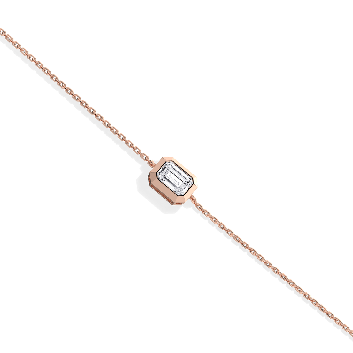 0.5CT Emerald Cut Lab Grown Diamond Chain Bracelet - Bracelets