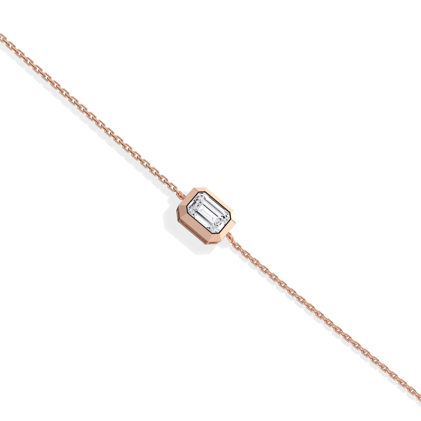 0.5CT Emerald Cut Lab Grown Diamond Chain Bracelet - Bracelets