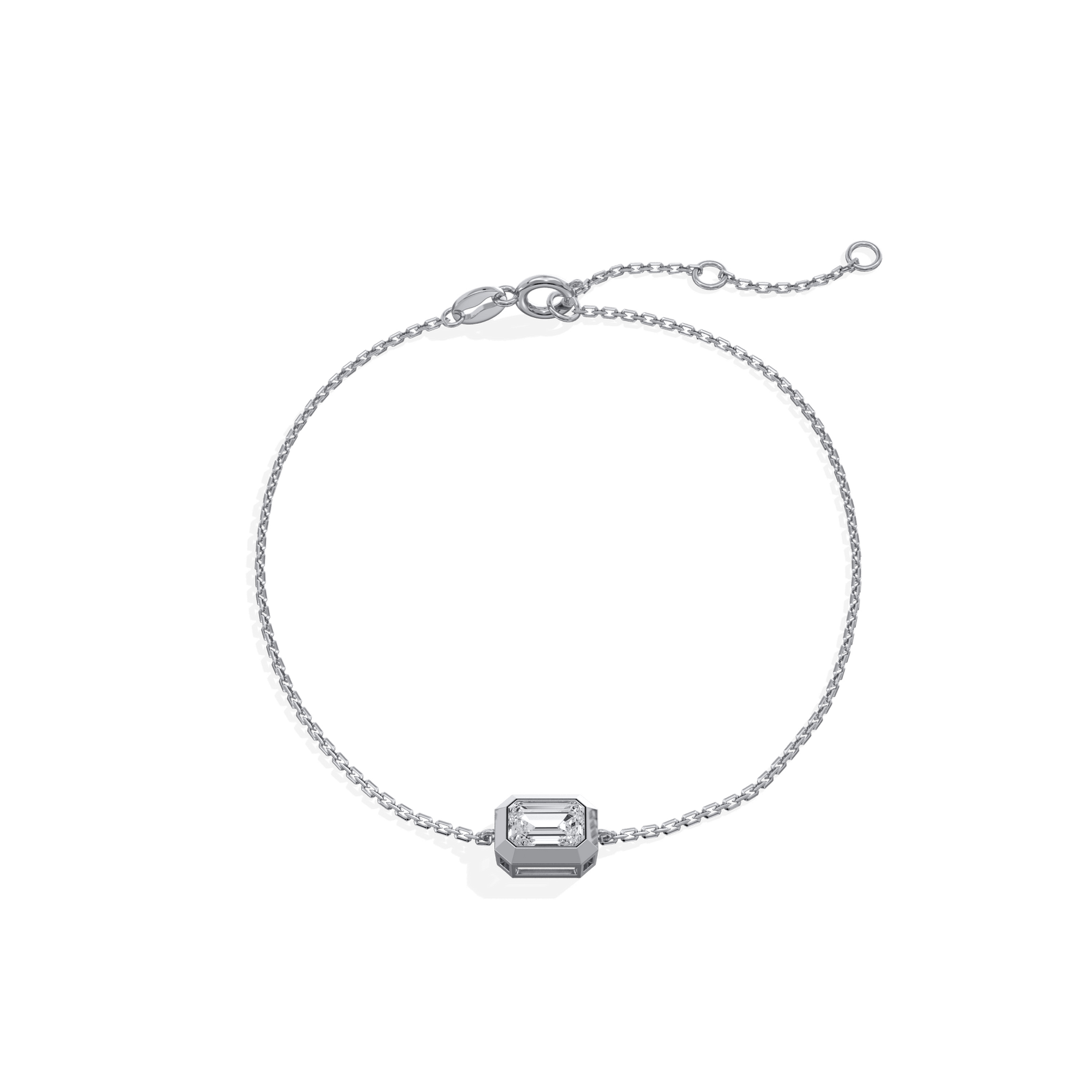 0.5CT Emerald Cut Lab Grown Diamond Chain Bracelet - Bracelets