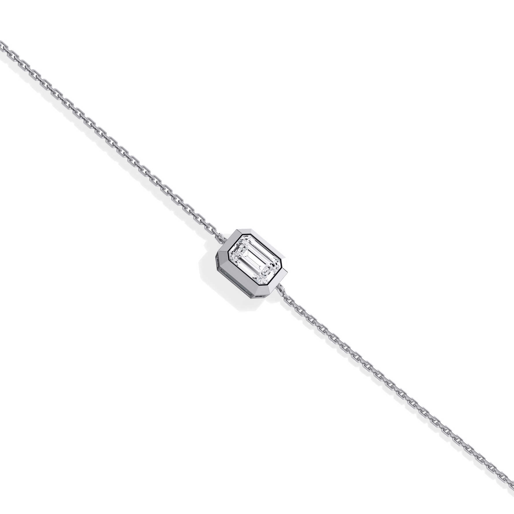 0.5CT Emerald Cut Lab Grown Diamond Chain Bracelet - Bracelets