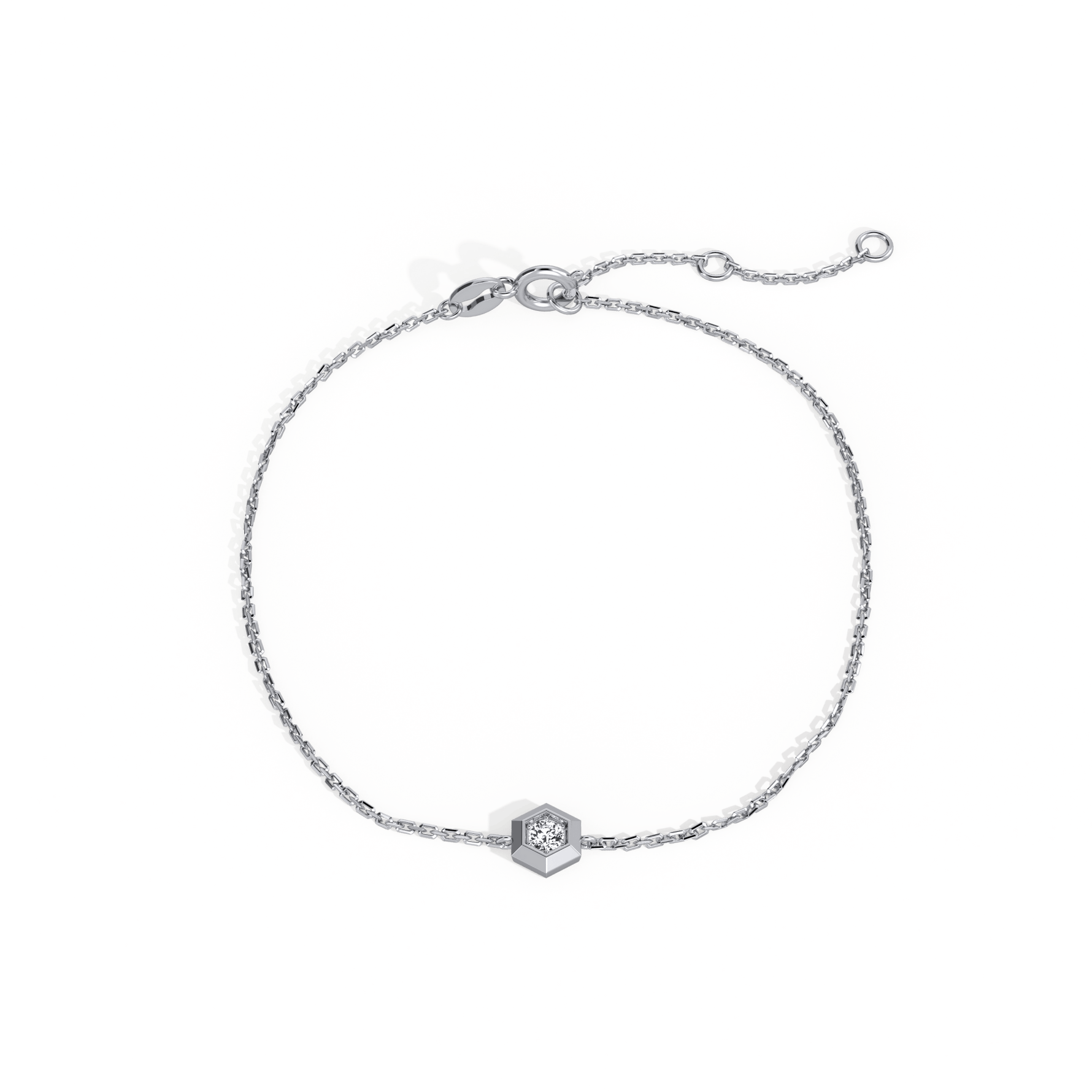 Hexagon Lab Grown Diamond Chain Bracelet in 14K Solid Gold/Platinum - Bracelets
