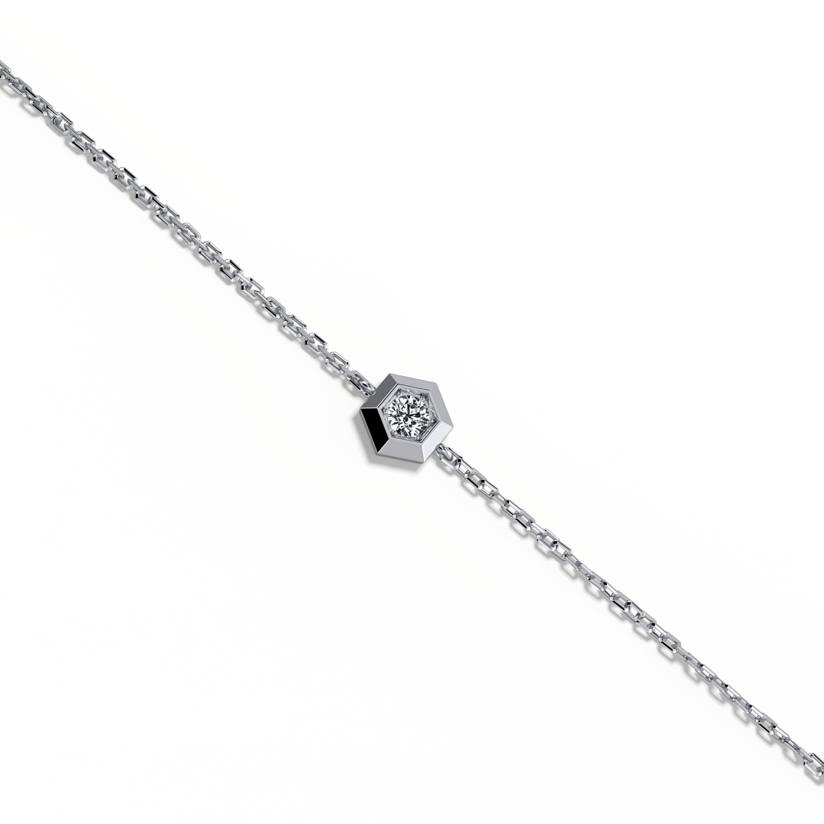 Hexagon Lab Grown Diamond Chain Bracelet in 14K Solid Gold/Platinum - Bracelets