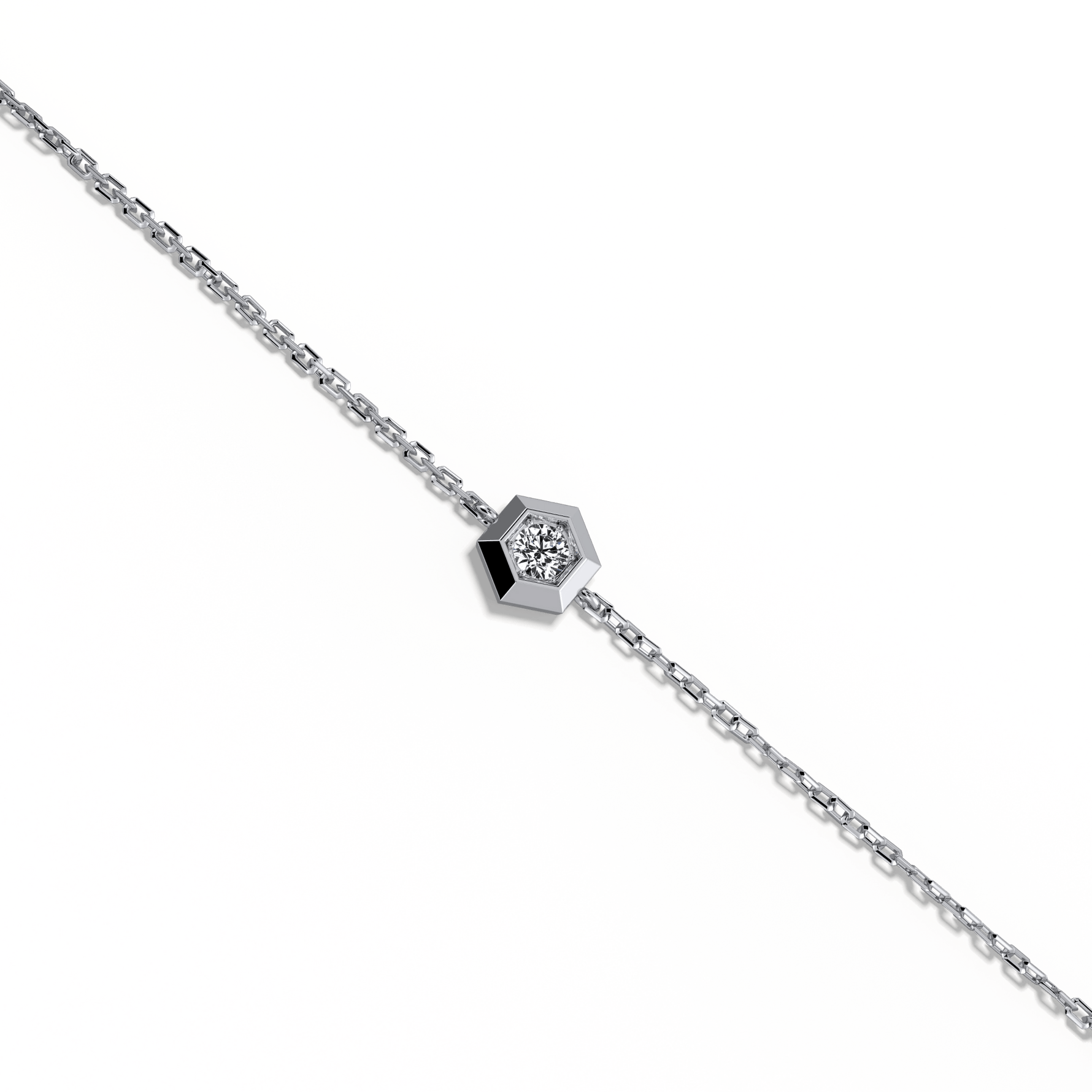 Hexagon Lab Grown Diamond Chain Bracelet in 14K Solid Gold/Platinum - Bracelets