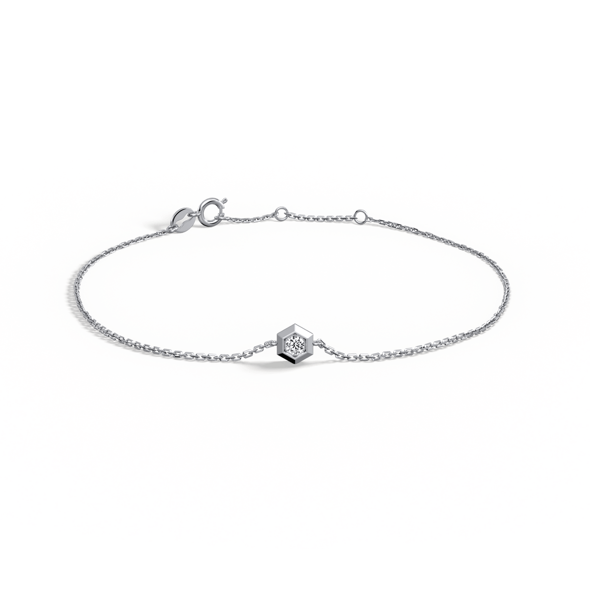 Hexagon Lab Grown Diamond Chain Bracelet in 14K Solid Gold/Platinum - Bracelets