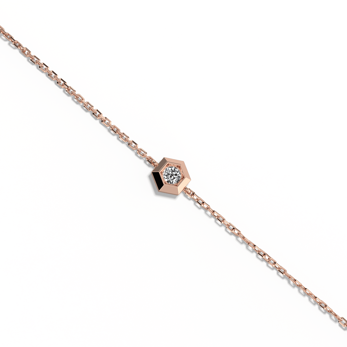 Hexagon Lab Grown Diamond Chain Bracelet in 14K Solid Gold/Platinum - Bracelets