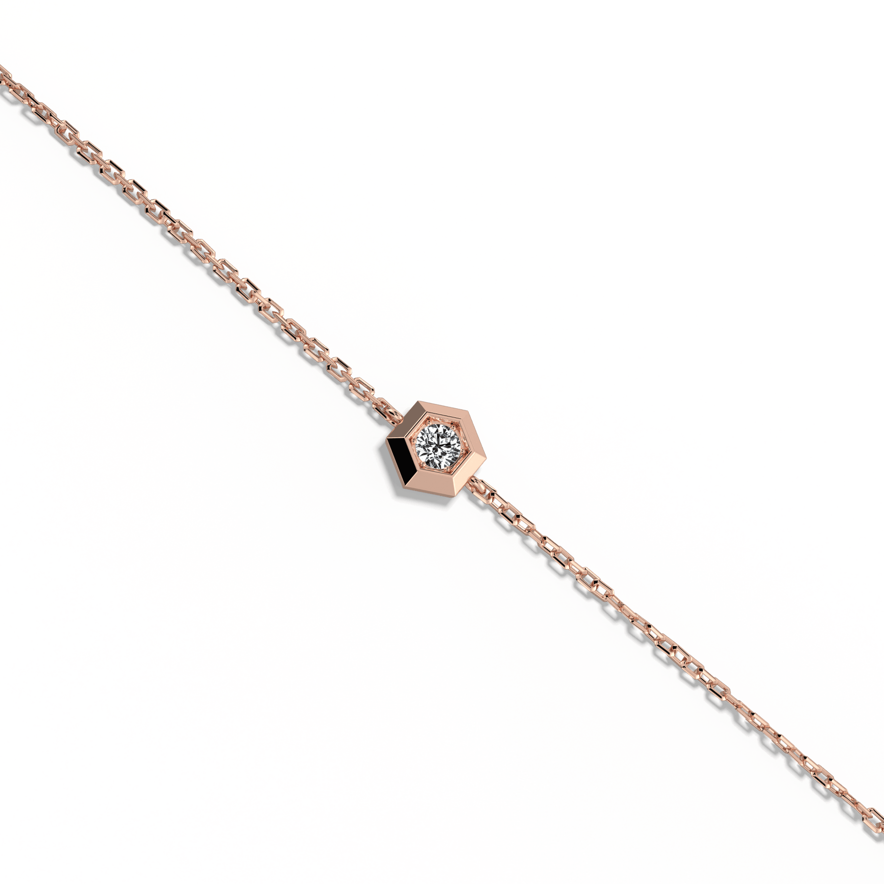 Hexagon Lab Grown Diamond Chain Bracelet in 14K Solid Gold/Platinum - Bracelets