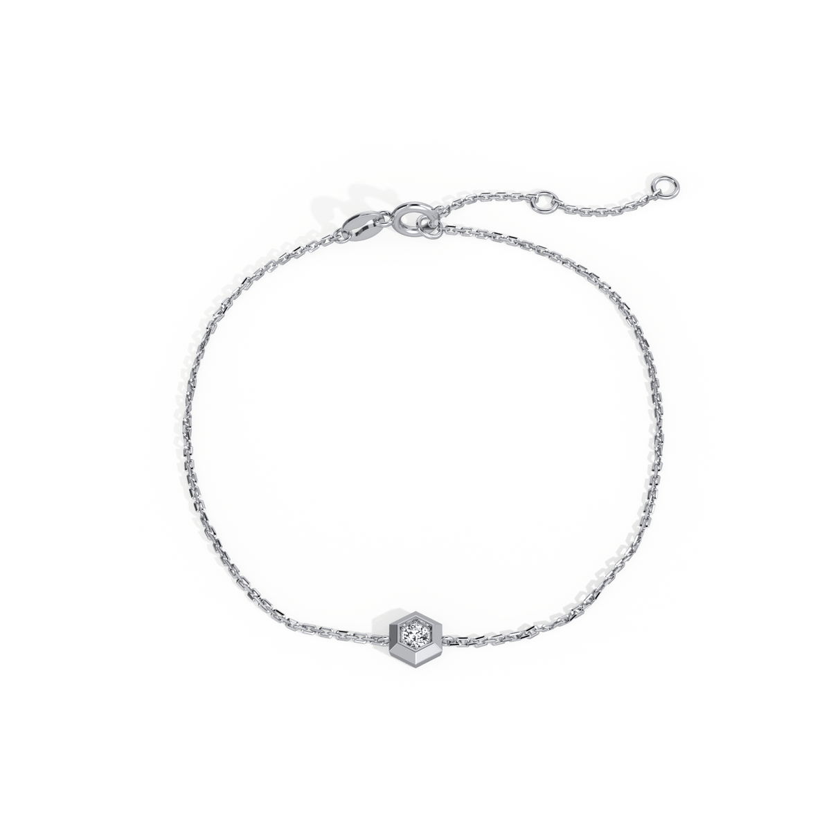 Hexagon Lab Grown Diamond Chain Bracelet in 14K Solid Gold/Platinum - Bracelets