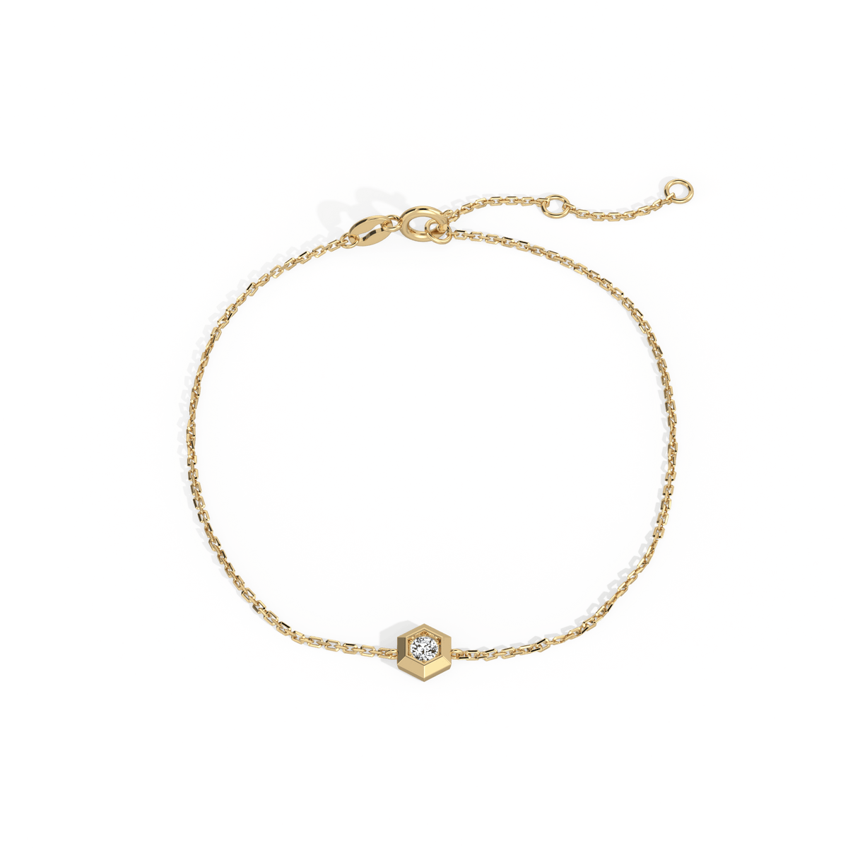 Hexagon Lab Grown Diamond Chain Bracelet in 14K Solid Gold/Platinum - Bracelets