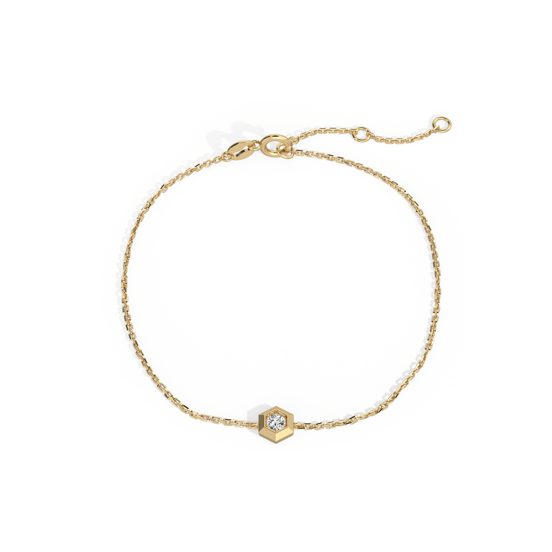 Hexagon Lab Grown Diamond Chain Bracelet in 14K Solid Gold/Platinum - Bracelets