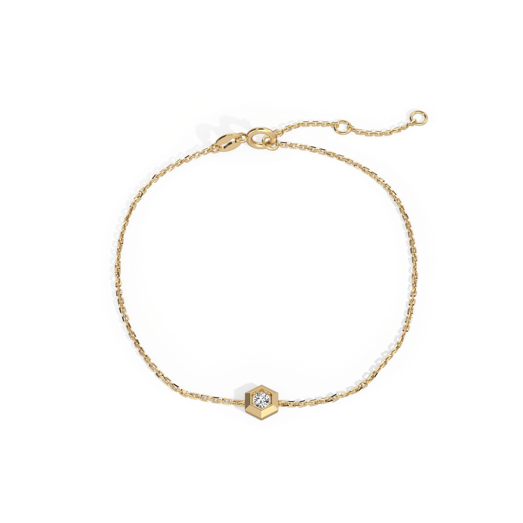 Hexagon Lab Grown Diamond Chain Bracelet in 14K Solid Gold/Platinum - Bracelets