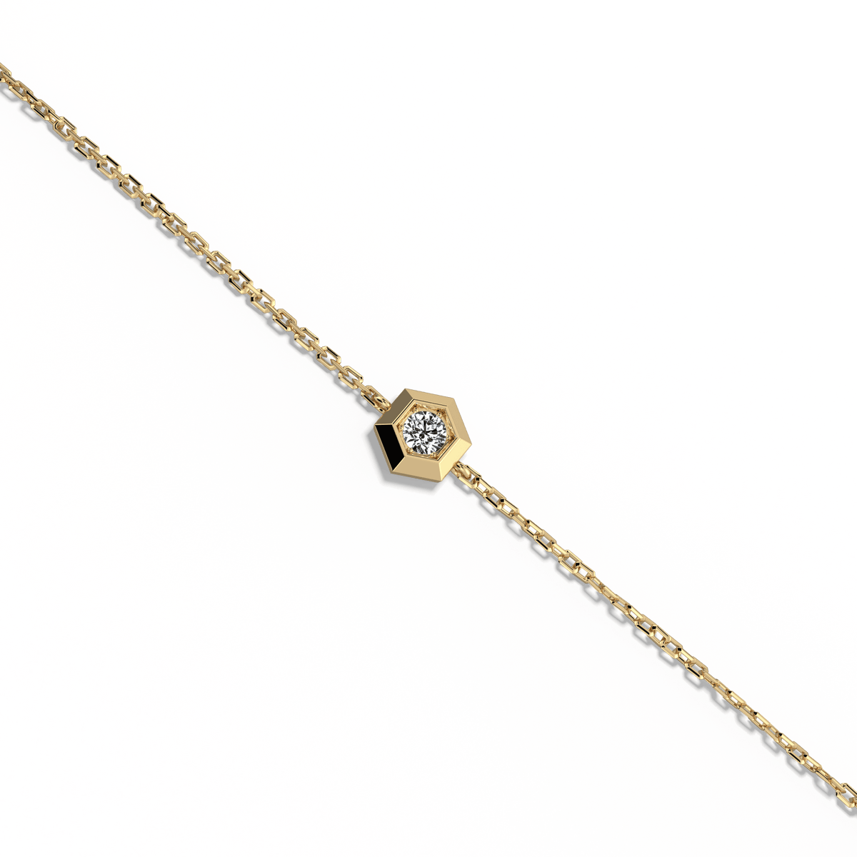 Hexagon Lab Grown Diamond Chain Bracelet in 14K Solid Gold/Platinum - Bracelets