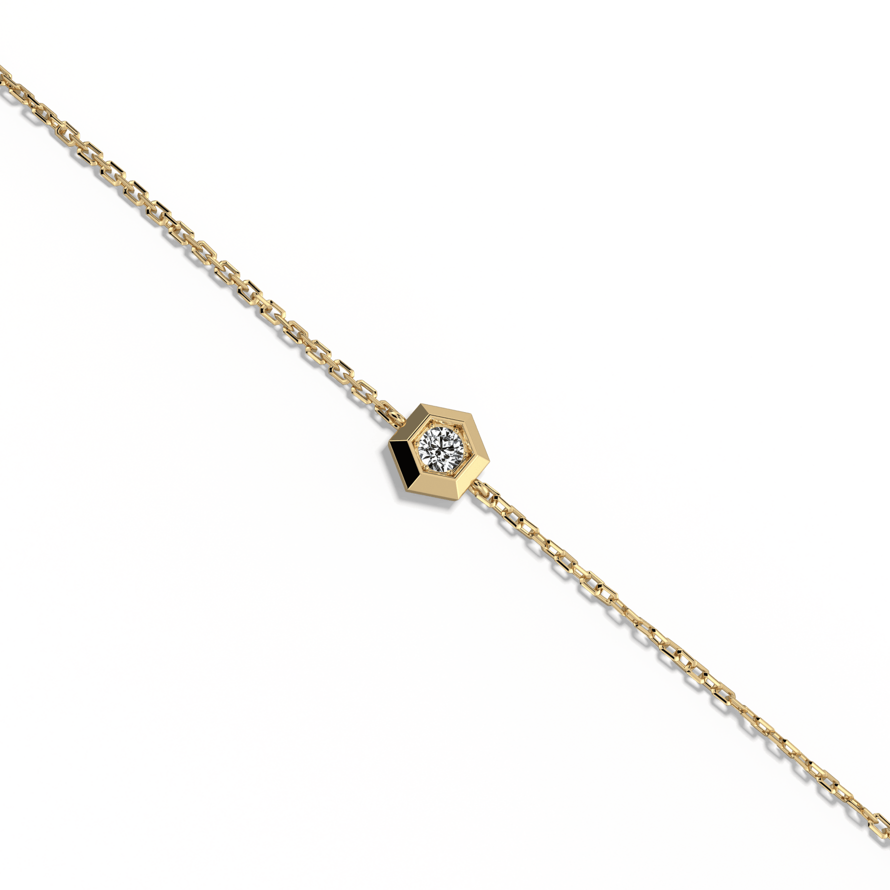 Hexagon Lab Grown Diamond Chain Bracelet in 14K Solid Gold/Platinum - Bracelets