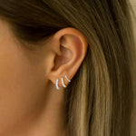 0.93CTW Lab Diamond Half Eternity Huggie Earring In 14K Solid Gold/Platinum - Earrings